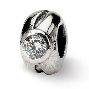 Sterling Silver CZ Bead Charm hide-image