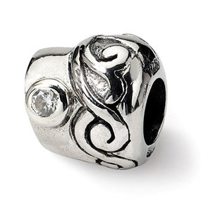 Sterling Silver CZ Bead Charm hide-image