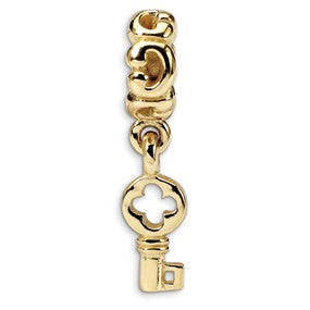 14k Yellow Gold Key Dangle Bead Charm hide-image