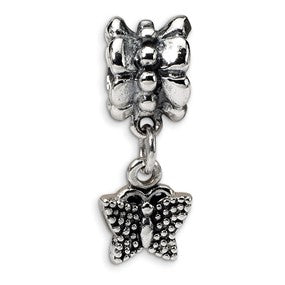 Sterling Silver Butterfly Dangle Bead Charm hide-image