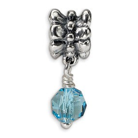 Sterling Silver Blue Swarovski Elements Dangle Bead Charm hide-image