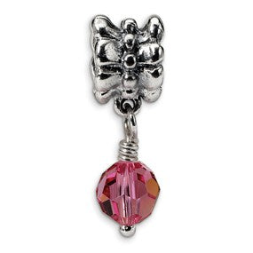 Sterling Silver Pink Swarovski Elements Dangle Bead Charm hide-image