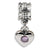 Pink CZ Heart Charm Dangle Bead in Sterling Silver