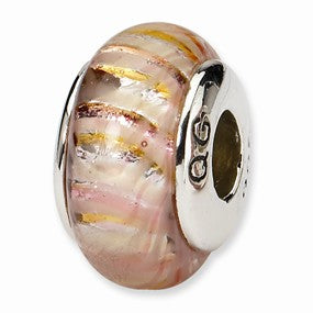 Sterling Silver Pink Hand-blown Glass Bead Charm hide-image