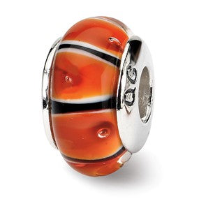 Sterling Silver Orange Hand-blown Glass Bead Charm hide-image