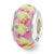 Pink/Yellow Hand-blown Glass Charm Bead in Sterling Silver