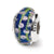 Blue Floral Hand-blown Glass Charm Bead in Sterling Silver