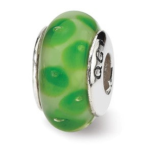 Sterling Silver Green Hand-blown Glass Bead Charm hide-image