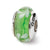 Green/White Hand-blown Glass Charm Bead in Sterling Silver