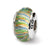 GreenPastel Striped Hand-blown Glass Charm Bead in Sterling Silver