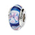 Blue Floral Hand-blown Glass Charm Bead in Sterling Silver