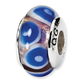 Sterling Silver Blue Hand-blown Glass Bead Charm hide-image