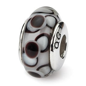 Sterling Silver Black Hand-blown Glass Bead Charm hide-image