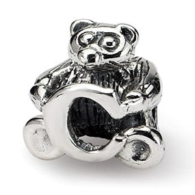 Sterling Silver Kids Letter C Bead Charm hide-image