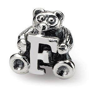 Sterling Silver Kids Letter F Bead Charm hide-image