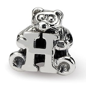 Sterling Silver Kids Letter H Bead Charm hide-image