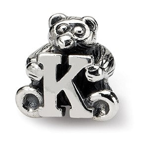 Sterling Silver Kids Letter K Bead Charm hide-image