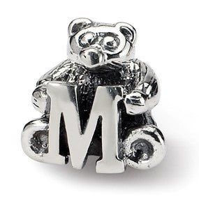 Sterling Silver Kids Letter M Bead Charm hide-image