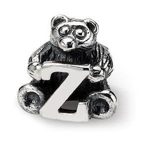 Sterling Silver Kids Letter Z Bead Charm hide-image