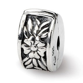 Sterling Silver Kids Floral Clip Bead Charm hide-image