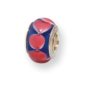 Sterling Silver Kids Pink Hand-blown Glass Bead Charm hide-image