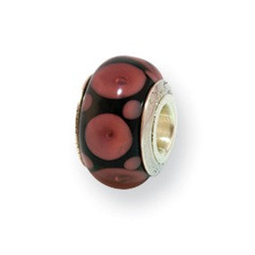 Sterling Silver Kids Brown Hand-blown Glass Bead Charm hide-image