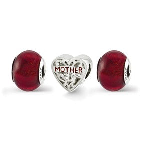 Sterling Silver Red Hot Mom Boxed Bead Set Charm hide-image