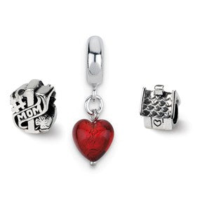 Sterling Silver #1 Mom Boxed Bead Set Charm hide-image