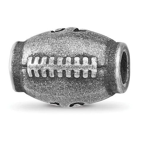 Antiqued Personalized Football Charm Bead in Sterling Silver