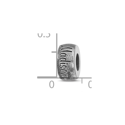 Antiqued Personalized Charm Bead in Sterling Silver