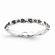 Sterling Silver Black & White Diamond Ring