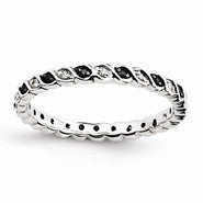 Sterling Silver Black & White Diamond Ring