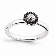 Sterling Silver Black & White Diamond Ring