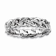 Sterling Silver Polished Intertwined Heart Ring