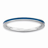 Sterling Silver Blue Enameled 1.5mm Ring