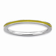 Sterling Silver Yellow Enameled 1.5mm Ring