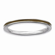 Sterling Silver Brown Enameled 1.5mm Ring