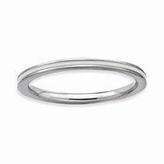 Sterling Silver White Enameled 1.5mm Ring