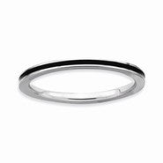 Sterling Silver Black Enameled 1.5mm Ring