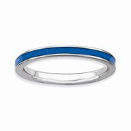 Sterling Silver Blue Enameled 2.25mm Ring