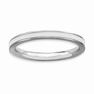 Sterling Silver White Enameled 2.25mm Ring