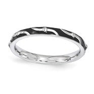 Sterling Silver Black Enamel Ring