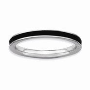 Sterling Silver Black Enameled 2.25mm Ring