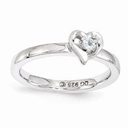 Sterling Silver Aquamarine Heart Ring