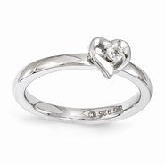 Sterling Silver White Topaz Heart Ring