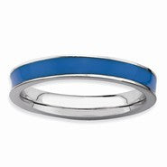 Sterling Silver Blue Enameled 3.25mm Ring