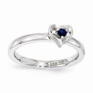 Sterling Silver Sapphire Heart Ring