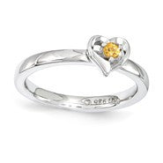 Sterling Silver Citrine Heart Ring