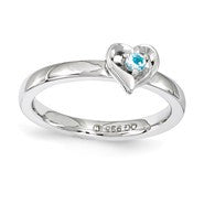 Sterling Silver Blue Topaz Heart Ring