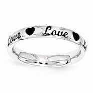 Sterling Silver Black Enamel Love Ring